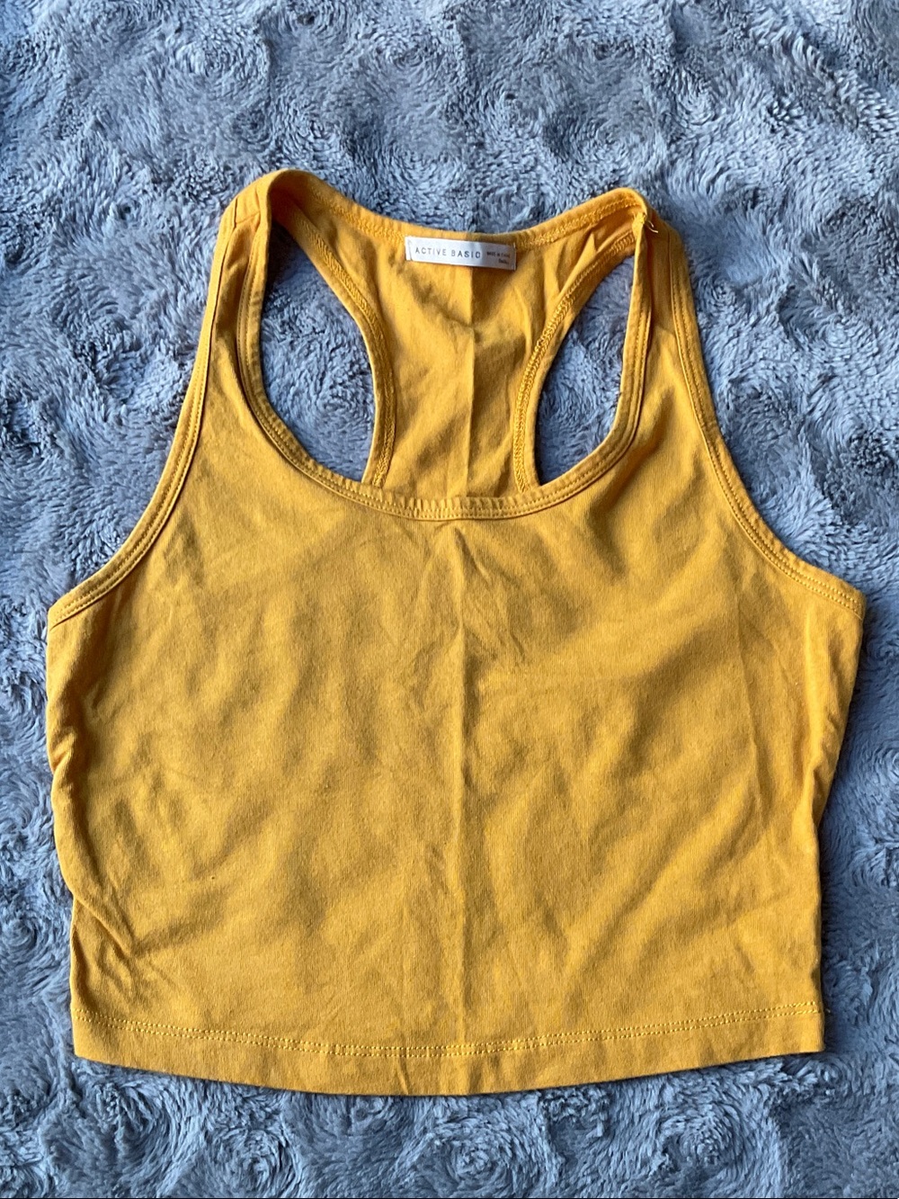 Active Basic Mustard Yellow Racerback Crop Tank
